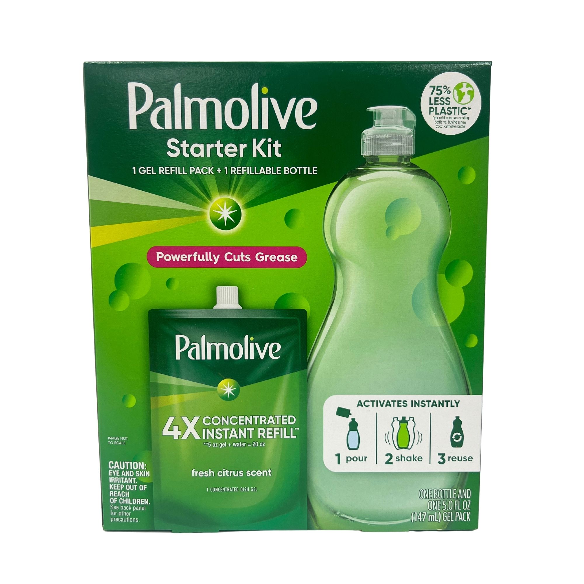 Palmolive Fresh Citrus Scent Starter Dishwashing Kit (1 Gel Refill + 1 Refillable Bottle)